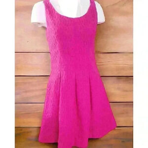 Magenta Barbie Pink Lace Pleated Eyelet Sleeveless V-Neck Dress Lord & Taylor 4